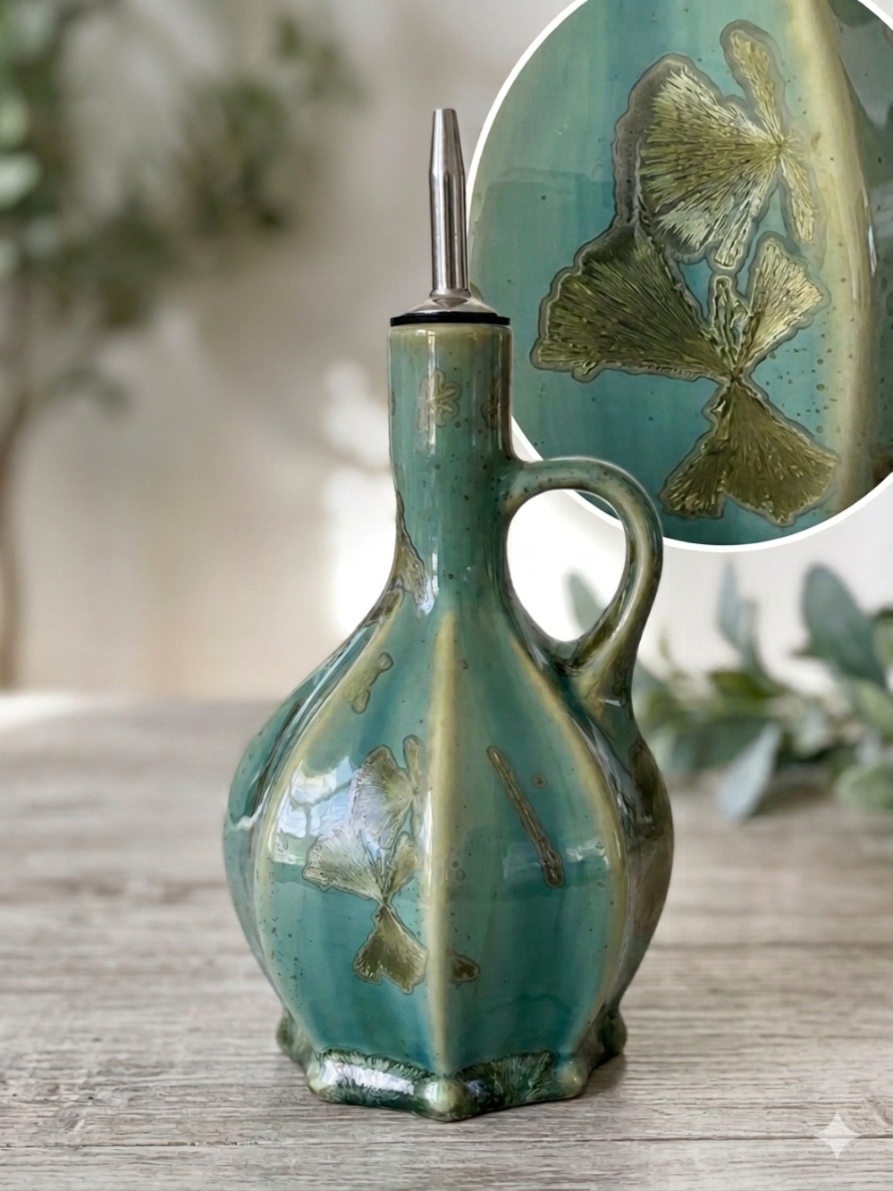 Artisan Studio Pottery Ceramic Crystalline Glaze Oil Cruet / Dispenser